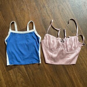 Blue and Pink Crop Tops